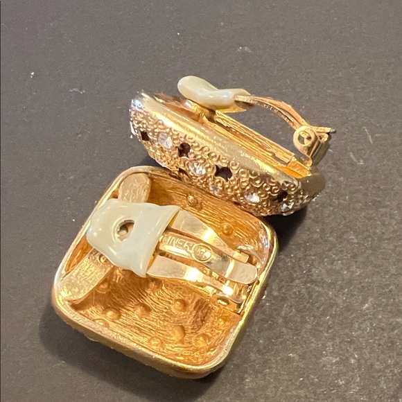 Rare CINER clip earrings-18k gold plated Swarovski crystal - Picture 5 of 6